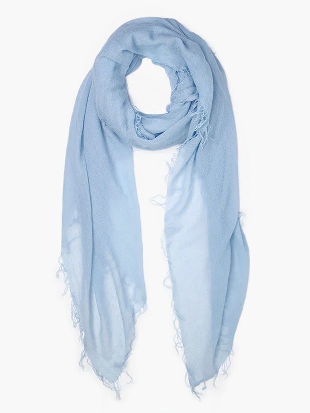 Chan Luu Scarf Wrap Cashmere Silk Simply Blue Fringe Quiet Luxury